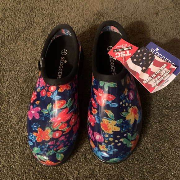 Sloggers Floral Rain Boots - Blue and Pink - Picture 1 of 4